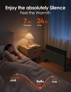 Convection Panel Heater,1500W Space Heater for Large Room Indoor use with Programmable Thermostat,WiFi App Control,Smart Quiet,Works with Alexa,Black