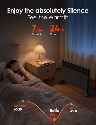 Convection Panel Heater,1500W Space Heater for Large Room Indoor use with Programmable Thermostat,WiFi App Control,Smart Quiet,Works with Alexa,Black
