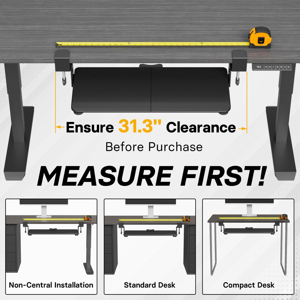 KMT01 Under Desk Keyboard Tray, Pull-Out Keyboard & Mouse Platform with C-Clamp, 25.6 x 11.8 in Space-Saving Ergonomic Slide-Out Drawer, Black Carbon Fiber