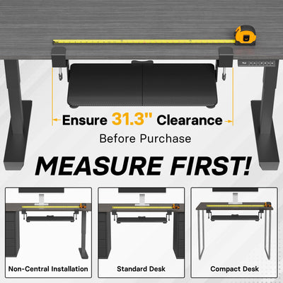 KMT01 Under Desk Keyboard Tray, Pull-Out Keyboard & Mouse Platform with C-Clamp, 25.6 x 11.8 in Space-Saving Ergonomic Slide-Out Drawer, Black Carbon Fiber