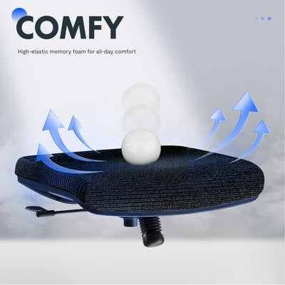 Ergonomic Office Chair with Footrest, Mesh High Back Computer Chair, Home Office Desk Chairs, with Adjustable Lumbar Support/2D Headrest/Reliable Base, OC3 Cloud-F, Black