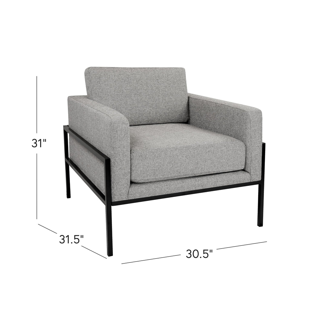 Modern Metal Frame Accent Chair| Home Décor|Accent Chairs for Living Room & Bedroom - Sustainable Gray Woven