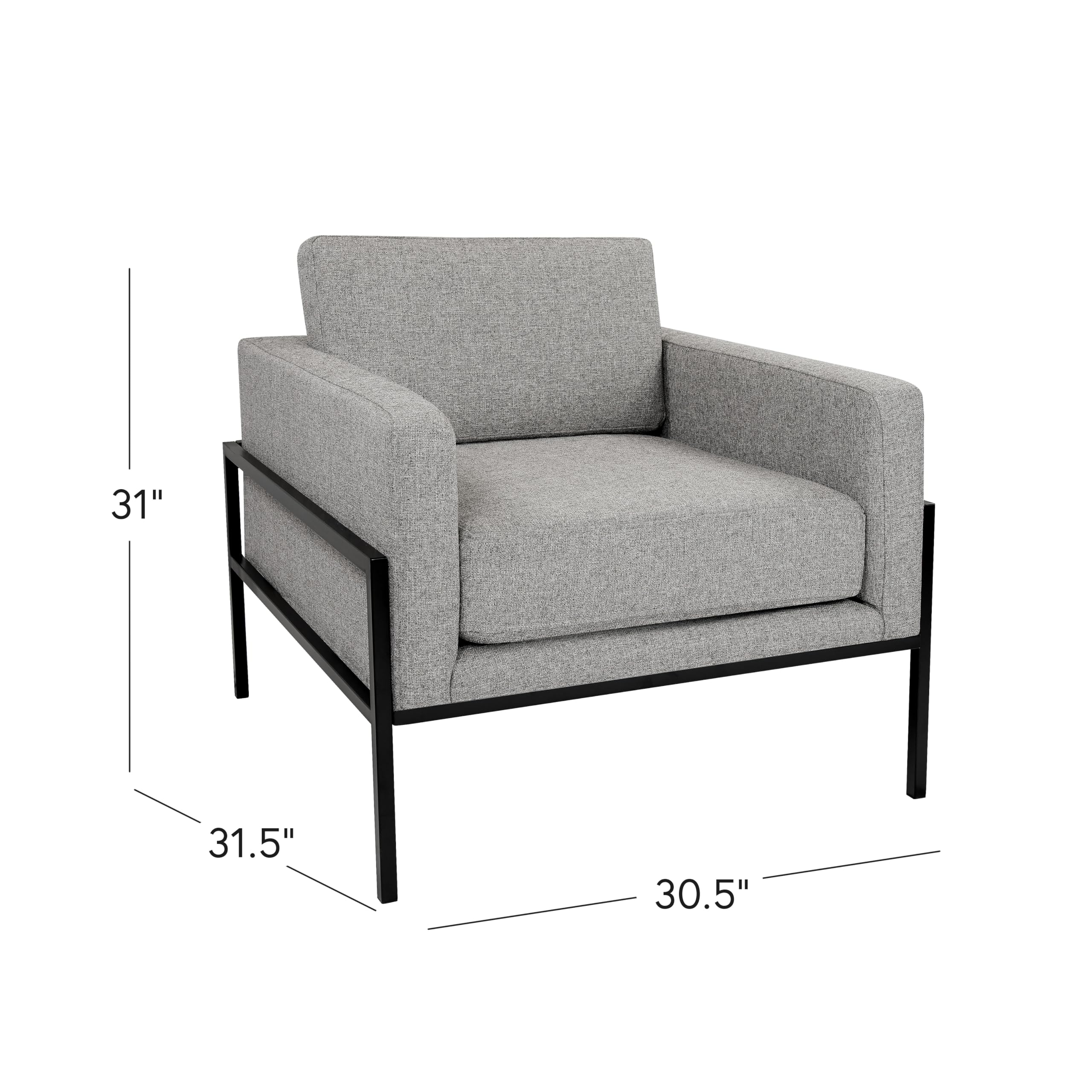 Modern Metal Frame Accent Chair| Home Décor|Accent Chairs for Living Room & Bedroom - Sustainable Gray Woven