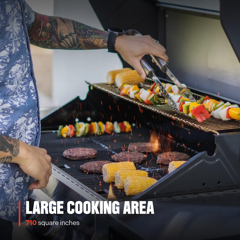 4+1 Liquid Propane Gas Smart BBQ Grill, 4 Burners & 1 Side Burner, Denali 405 Stainless Steel with Smart technology, Knob Controls, Outdoor Use