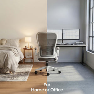 Model U | Folding Office Chair for Small Spaces | Gaming Chair for Adults & Kids | Ergonomic Mesh Computer Chair for Bedroom | Foldable Desk Chair for Home Work (White & Grey)