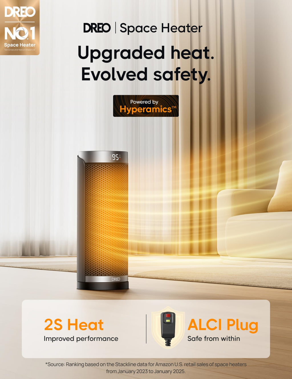 Space Heater for Bathroom and Indoor, 70°Oscillating, 5 Modes, Remote for Home Bedroom, 12H Timer, with ALCI Safety Plug