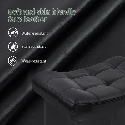 Black Modern Bar Stool for Kitchen Counter Backless Counter Height Barstool with Upholstered Faux Leather Seat and Metal Frame Industrial 24 inch Bar Chair