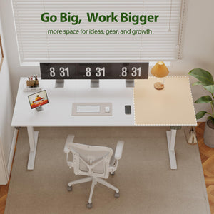 Electric Standing Desk, 71 x 31.5 Inches Height Adjustable Desk, Sit Stand up for Work Office Home, Ergonomic Rising Computer Table with Memory Preset, White