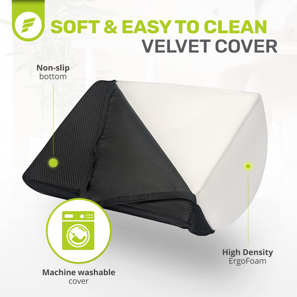 Foot Rest for Under Desk at Work Adjustable - Chiropractor-Endorsed, High-Density Foam, Velvet (Black)