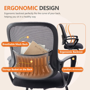 Reception Guest Chair Set of 1, Stationary Non Rolling Mesh Mid Back Computer Office Desk with Lumbar Support for Home Waiting Area Conference Room Bedroom