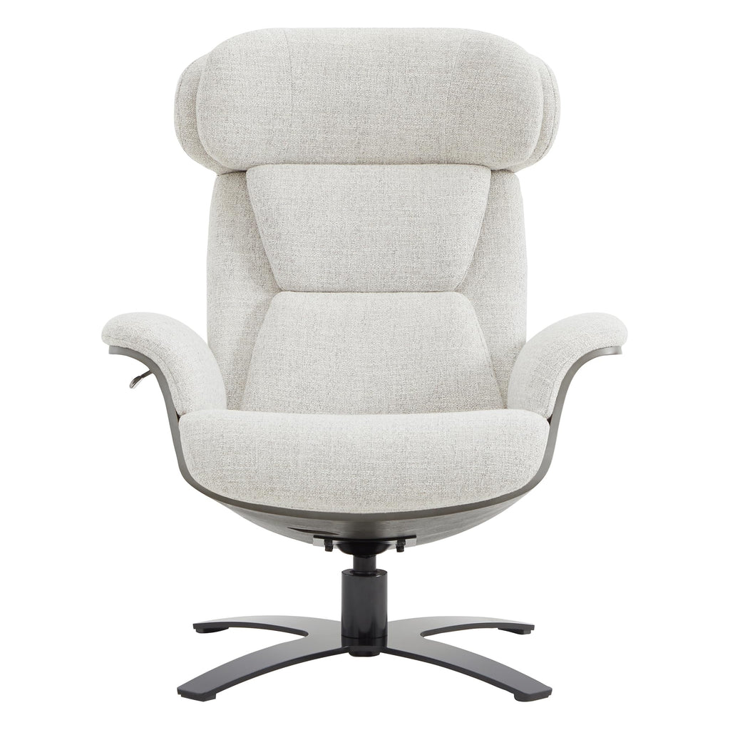 Fabric Reclining Swivel Chair with Adjustable Headrest and Ottoman for Living Room, White (Multi-Colored)