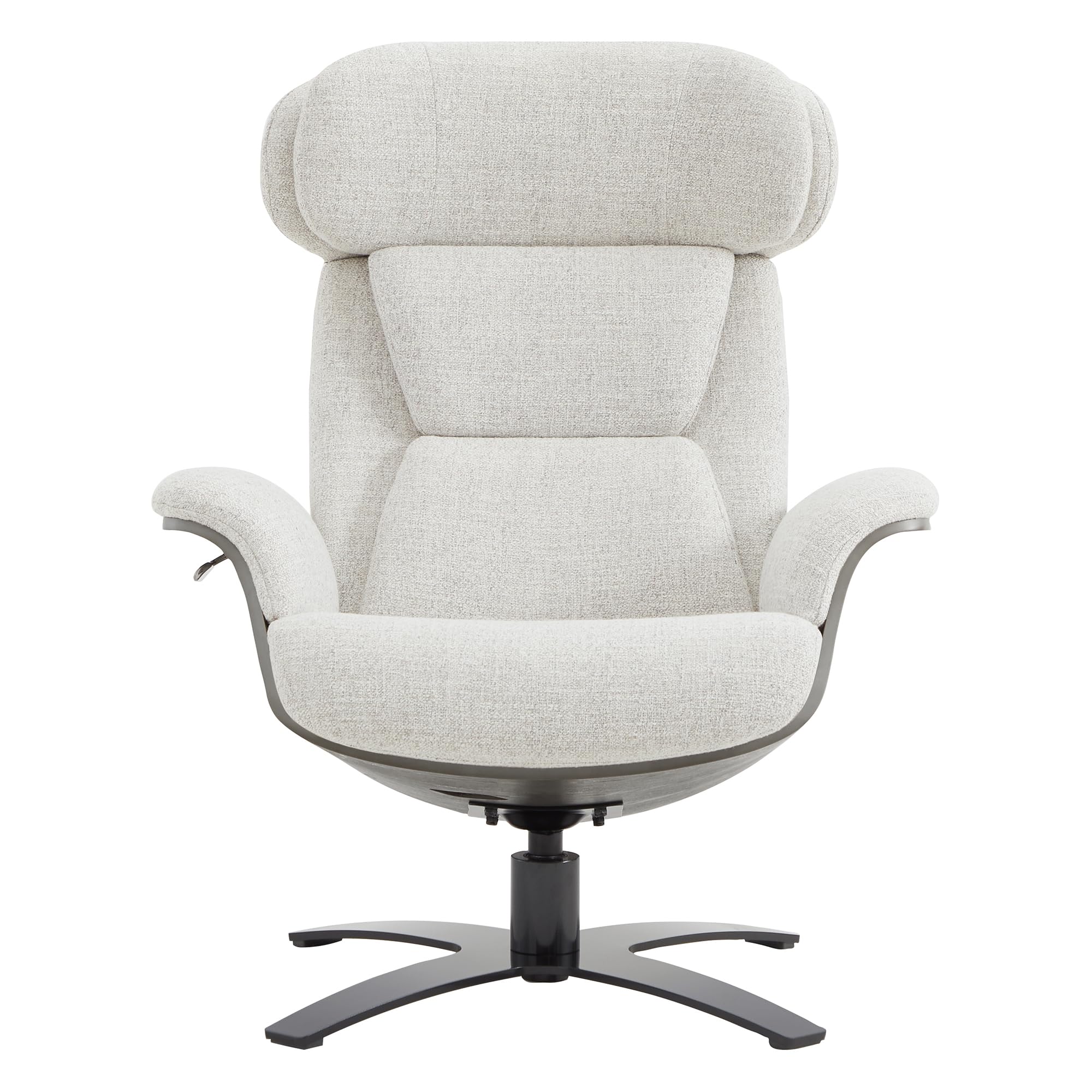 Fabric Reclining Swivel Chair with Adjustable Headrest and Ottoman for Living Room, White (Multi-Colored)
