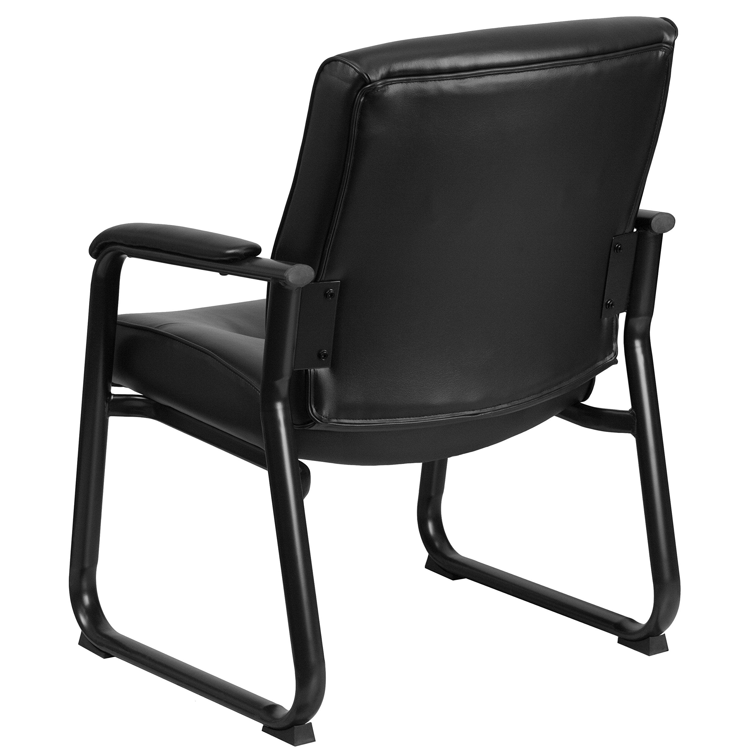 Hercules Series Big & Tall LeatherSoft Executive Side Reception Chair, Padded Lobby Chair with 500-lb. Static Weight Capacity, Black