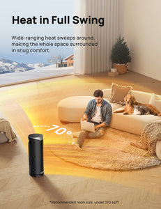 Space Heater, 1500W PTC Ceramic Heaters for Indoor Use with Remote, 70° Oscillation, 1-12H Timer, Electric Heaters with Thermostat, Fast and Safe Portable Heater for Office, Bedroom, Large Room