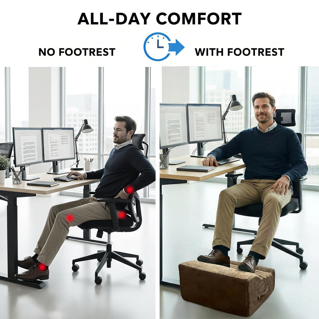 Foot Rest for Under Desk at Work, Non-Slip Office Foot Stool for Office Chair, Gaming Chair & Sofa, Leg Elevation Support for All-Day Comfort (Brown)