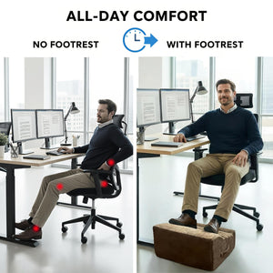 Foot Rest for Under Desk at Work, Non-Slip Office Foot Stool for Office Chair, Gaming Chair & Sofa, Leg Elevation Support for All-Day Comfort (Brown)