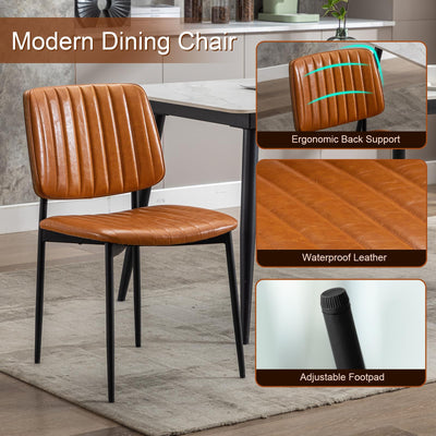 Leather Dining Chairs Set of 4, Mid Century Modern Dining Chairs with Bentwood Backrest and Upholster Seat,Armless Kitchen Chairs with Metal Legs Adjustable Foot for Dining Room(Grey Bentwood)