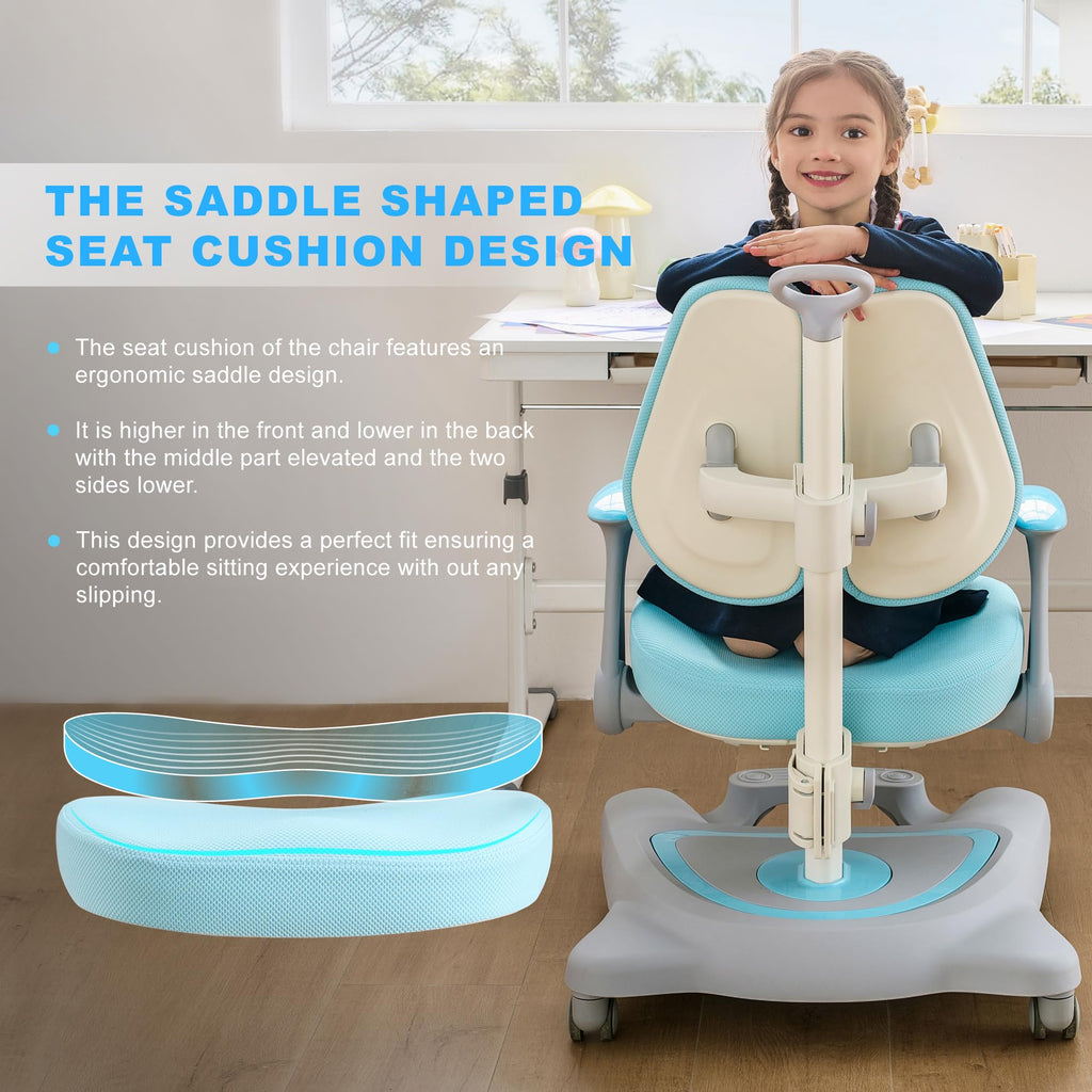 Kids Desk Chair,Ergonomic Chair: Height-Adjustable, Double Back Support – Multifunctional for Study/Work/Dining | Ideal for Kids, Petite Adults – Ultra-Comfy (Bedrooms, Schools, Offices)(Blue)
