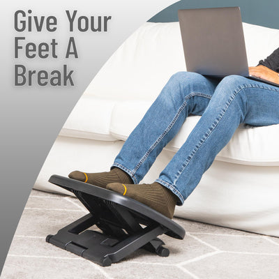 Adjustable Foot Rest with Elastomer Pad for Comfort and Support, Ergonomic Foot Platform, Height Adjustable, Black