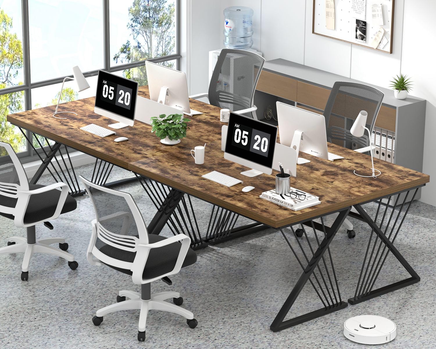 Home Office Desk, Modern Wood and Metal Computer Desk, Simple Writing Work PC Desks for Bedroom, Industrial Study Gaming Table for Living Room, Rustic Brown, 53 Inch