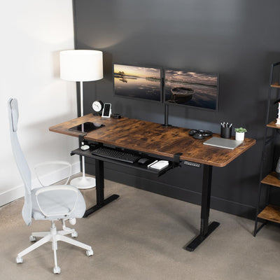Extra Long Clamp-on Computer Keyboard and Mouse Under Desk Slider Tray, 34 x 11 inch Pull Out Platform Drawer, Black, MOUNT-KB15EB