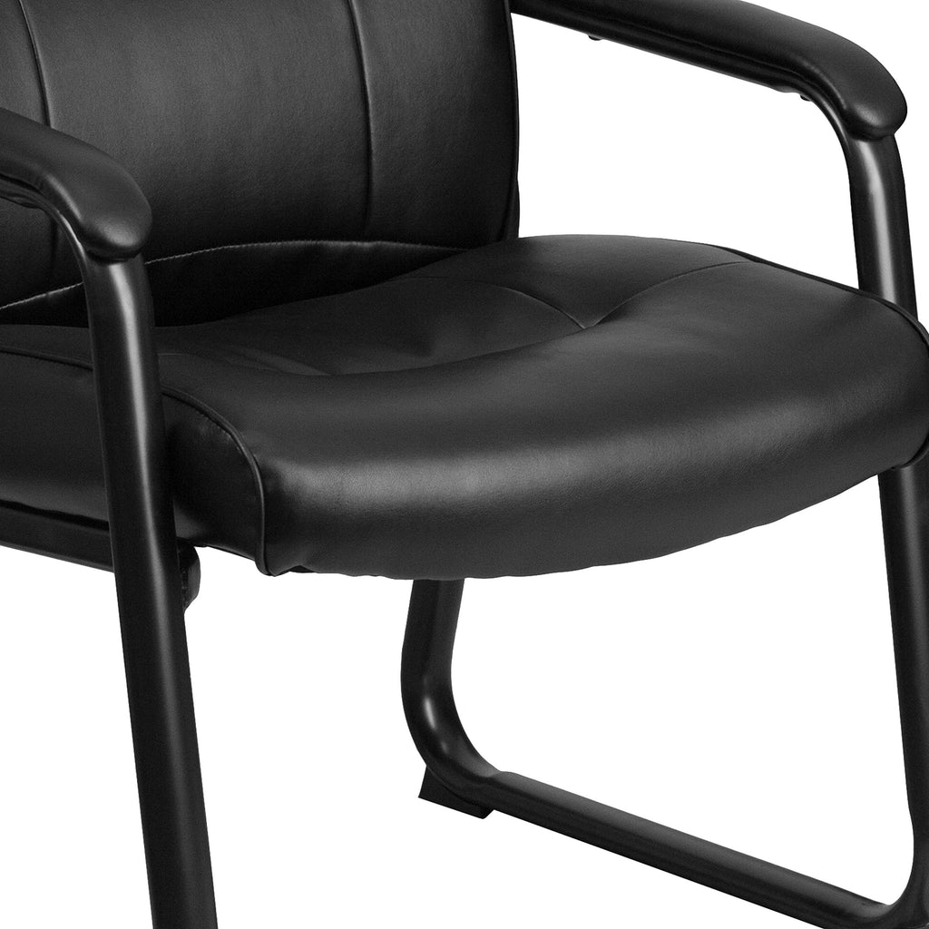 Hercules Series Big & Tall LeatherSoft Executive Side Reception Chair, Padded Lobby Chair with 500-lb. Static Weight Capacity, Black