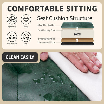 Bar Stools Set of 2, 24 Inch Counter Height Bar Stool for Kitchen Island, Modern Bar Hight Stools with Sturdy Metal Base and Thickened Saddle Cushion, 330Lbs, Green