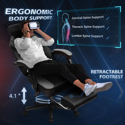 Gaming Chairs for Adults, Computer Chair with Footrest and High Back, Big and Tall Gamer Chair's with Massage Lumbar Support, 360° Swivel Height Adjustable Gaming Chair, Grey