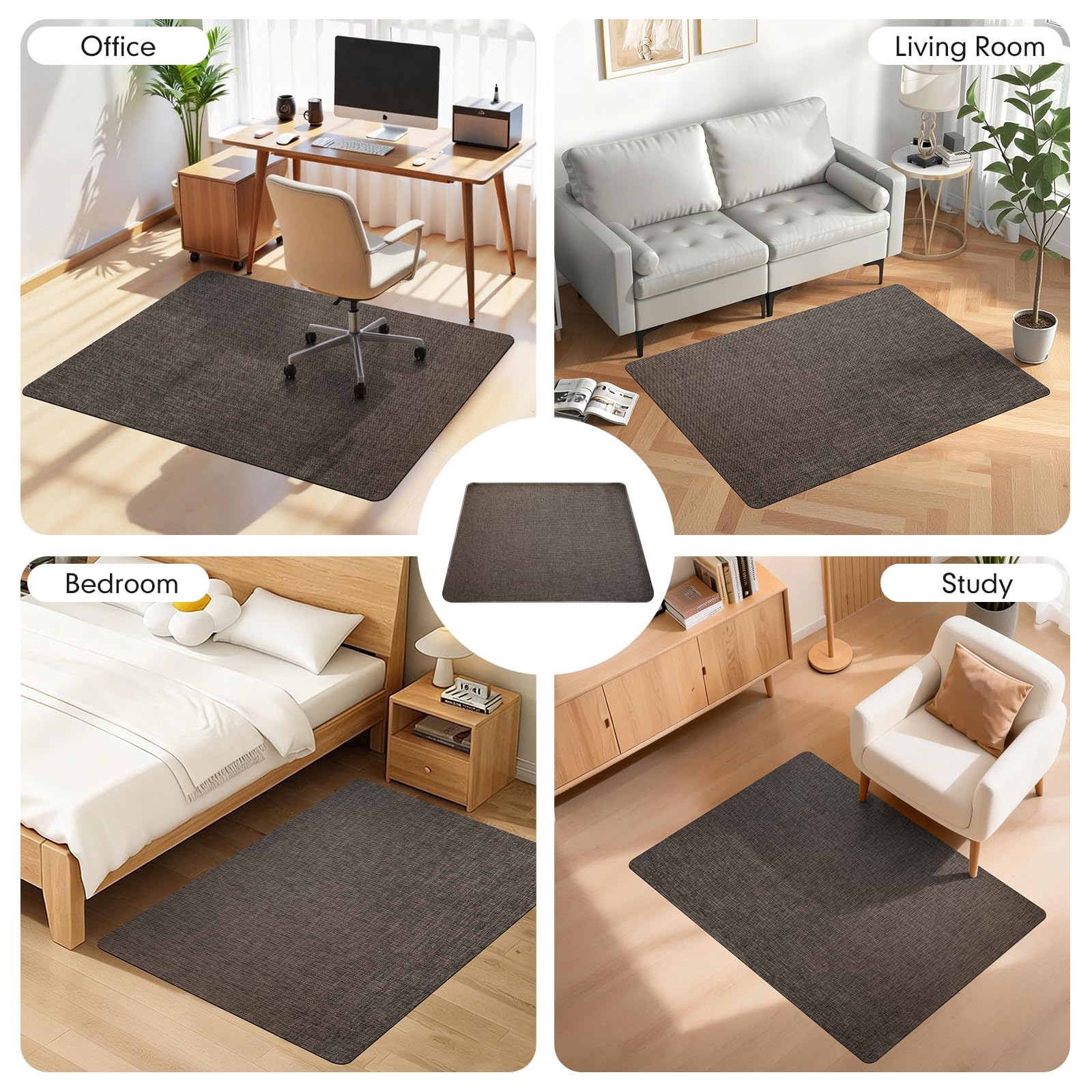 Office Chair Mat,36"x55" Anti-Slip Waterproof Hardwood Floor Chair Mat,Heavy Duty Floor Protector Rolling Chairs for Home Office(Coffee)