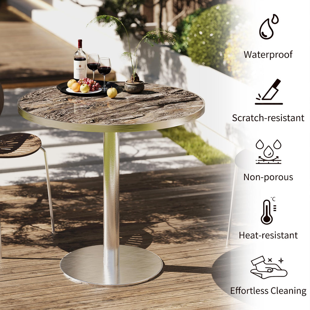 31.5" Tulip Table,Round Kitchen Dining Table for 2-4 with Thick Sintered Stone Top,Titanium Golden Pedestal Base,Heat-Resistant,Bistro Table for Dining Room,Café,Small Space（Dusk Strata）