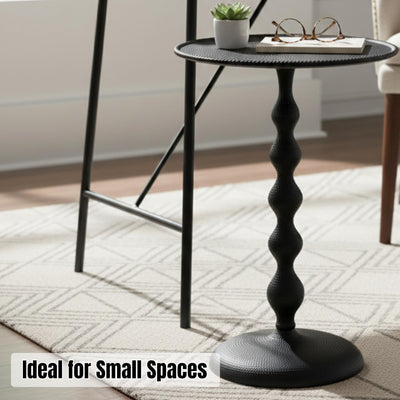 Round Metal End Tables for Living Room, Modern Metal Accent, Modern Side Table, Bedroom Nightstand, Small Coffee, Space-Saving, Easy Assembly 14.5