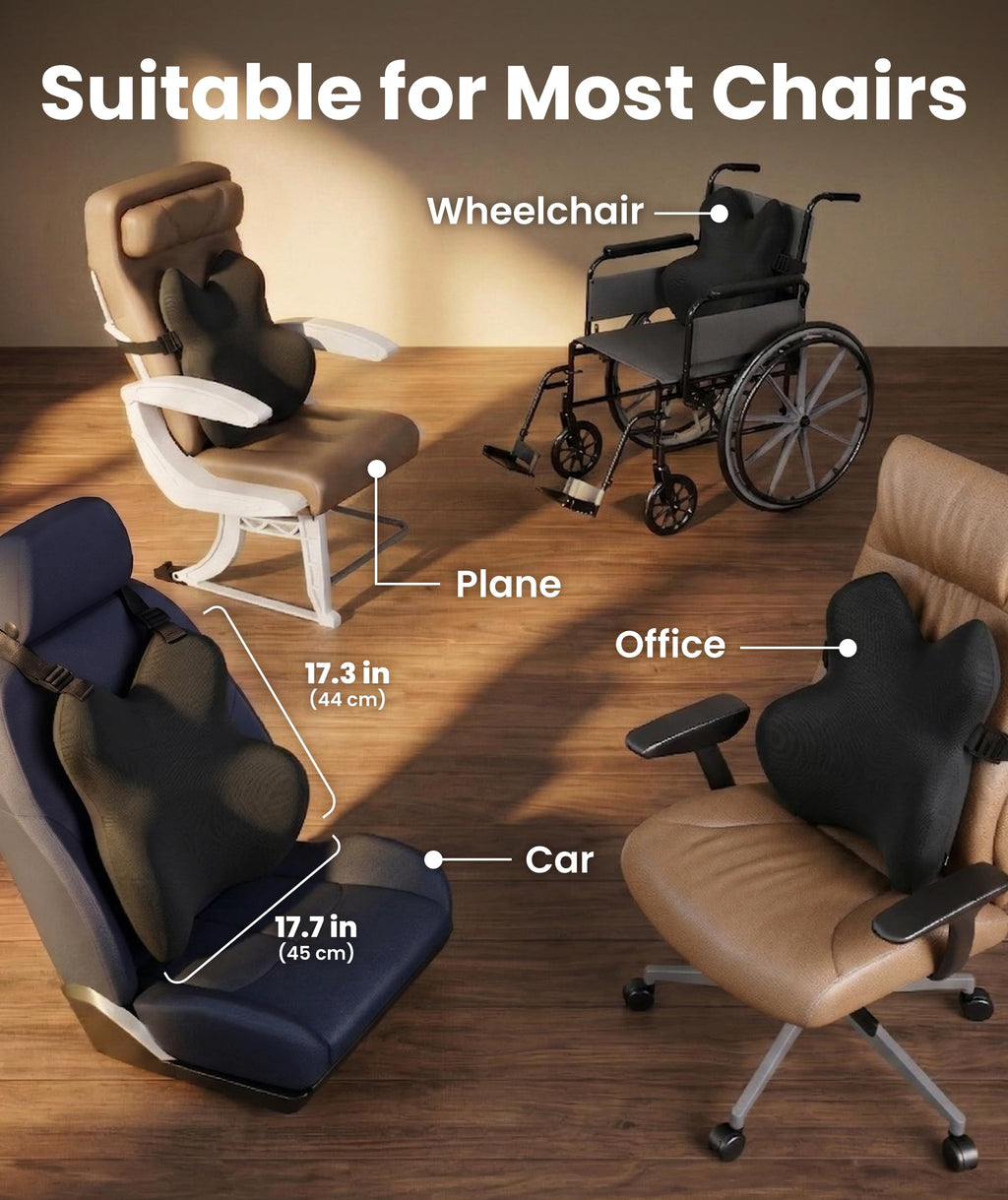 Lumbar Support Pillow for Office Chair - Memory Foam Back Cushion for Car Seat - Promotes Better Posture, Back Pain Relief - Ideal Gaming and Desk Chairs Work and Home Essentials