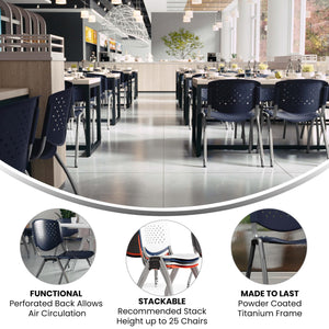 HERCULES Series 880 lb. Capacity Navy Plastic Stack Chair with Titanium Gray Powder Coated Frame