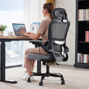 Office Chair Ergonomic Desk Chair, 330 LBS Home Mesh Office Desk Chairs with Wheels, Comfortable Gaming Chairs (Dark Grey)
