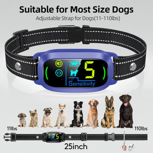 Dog Bark Collar for Large Medium Small Dogs, Rechargeable Smart Bark Collar, Anti Barking Training Collar with 5 Adjustable Sensitivity Beep Vibration (Purple)
