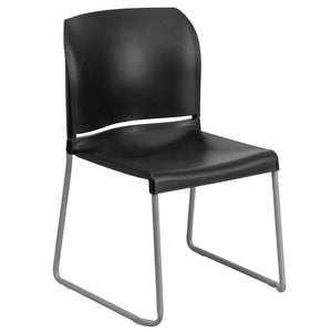 Set of 5, Black, Hercules Series Contoured Stacking Chairs for Waiting Rooms and Offices, Ergonomic Lobby Chairs with Curved Back