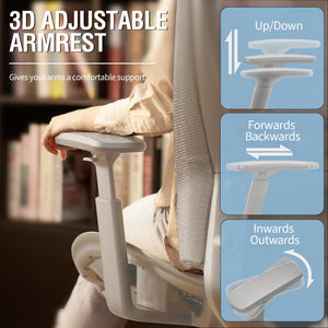 Mesh Office Chair, Ergonomic Computer Desk Chair, Sturdy Task Chair- Adjustable Lumbar Support & Armrests,Tilt Function,Comfort Wide Seat,Swivel Home Office Chair