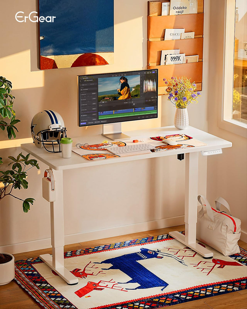 Height Adjustable Electric Standing Desk, 32 x 19 Inches Sit Stand up Desk with Memory Presets, Computer Home Office Desk, White