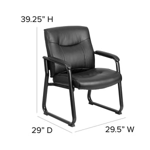 Hercules Series Big & Tall LeatherSoft Executive Side Reception Chair, Padded Lobby Chair with 500-lb. Static Weight Capacity, Black