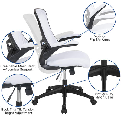 Office Chair, Ergonomic, Mid-Back, Black Mesh with Swivel