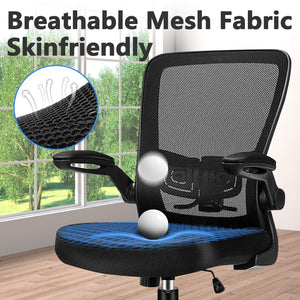 Office Desk Chairs with Wheels, Ergonomic Mesh Chair with Adjustable Height Lumbar Support, Rolling Swivel Computer Task Chair with Flip Up Armrests for Home, Study, Conference, Black (4PK)