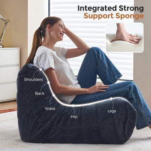 Bean Bag Chairs for Adults, Giant Bean Bag Chair, Memory Foam Beanbag Chair, One-Piece Foam Padding, Bean Bag Sofa for Living Room, Dorms, Apartments, Reading Corner (Blue Grey Plush)