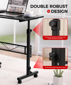 Standing Desk Adjustable Height, Mobile Stand Up Desks with Wheels Small Computer Desk Rolling Desk, Portable Laptop Desk Black Standing Table Sit Stand Home Office Desks 16