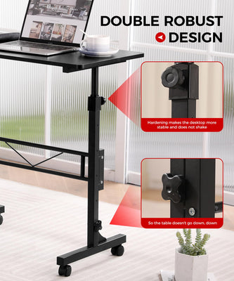 Standing Desk Adjustable Height, Mobile Stand Up Desks with Wheels Small Computer Desk Rolling Desk, Portable Laptop Desk Black Standing Table Sit Stand Home Office Desks 16