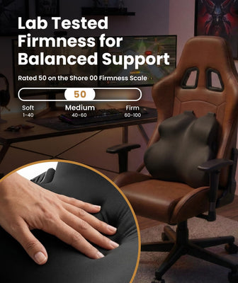 Lumbar Support Pillow for Office Chair - Memory Foam Back Cushion for Car Seat - Promotes Better Posture, Back Pain Relief - Ideal for Gaming and Desk Chairs