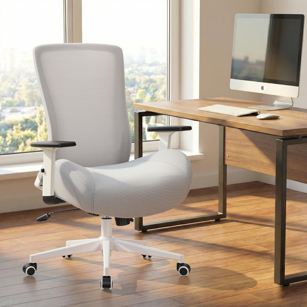 Big and Tall Home Office Desk Chair 500lb Capacity for Heavy People, Ergonomic Wide Mesh Desk Chair with Stepless Recline & Lock, 5.5" Thick Cushion, High Back, Adjustable Height & Armrests