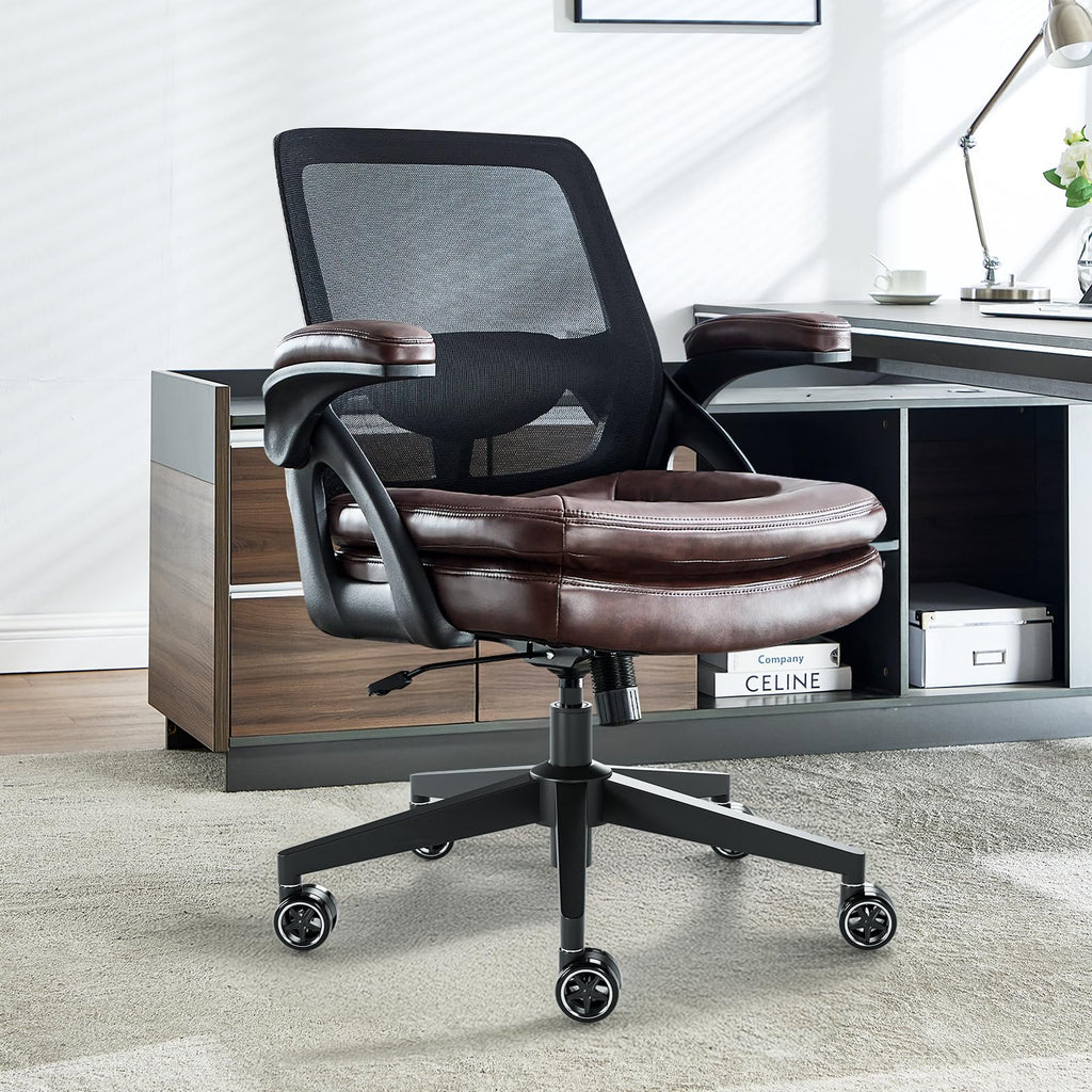 Big and Tall Office Chair, 500lbs Heavy Duty Ergonomic Mesh, Brown