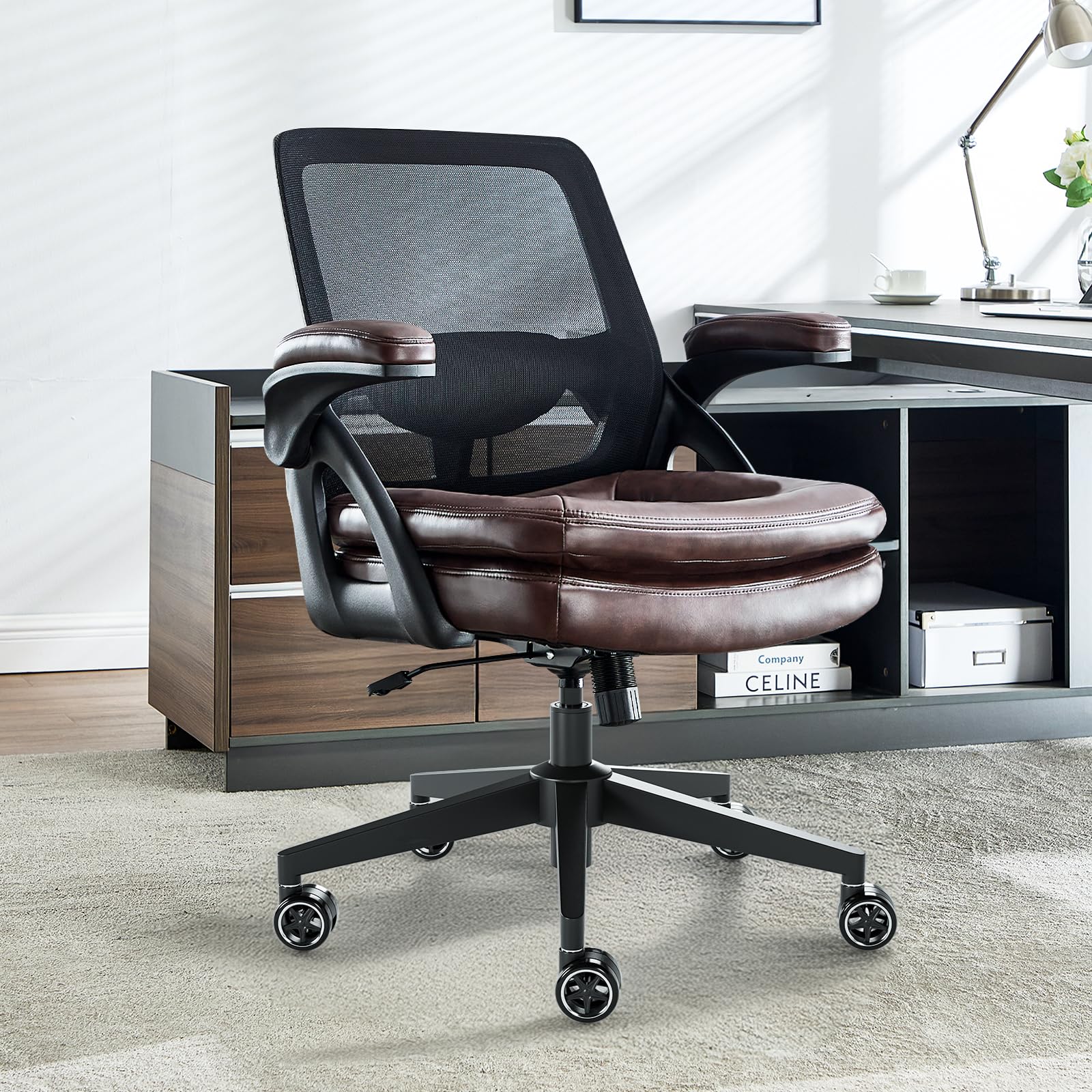 Big and Tall Office Chair, 500lbs Heavy Duty Ergonomic Mesh, Brown