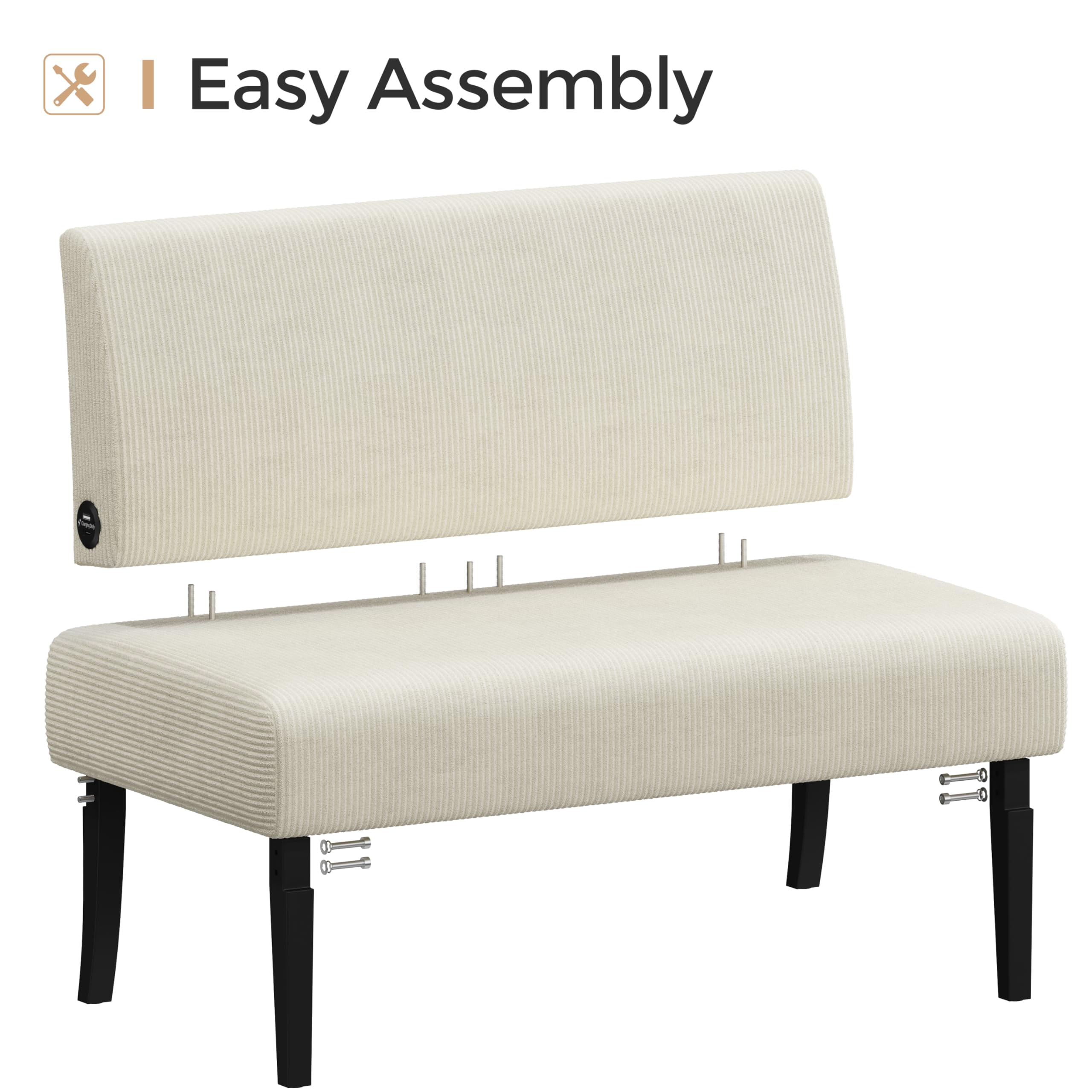 Small Mini Sofa Couch Armless Loveseat Futon for Bedroom, Corduroy Fabric & Easy Assembly, for Small Spaces Living Room,Dorm,Office,Apartment, Beige