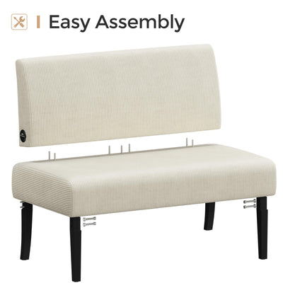 Small Mini Sofa Couch Armless Loveseat Futon for Bedroom, Corduroy Fabric & Easy Assembly, for Small Spaces Living Room,Dorm,Office,Apartment, Beige